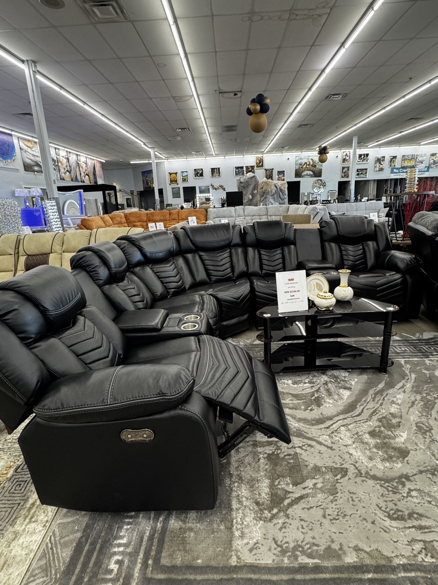 Black Sectional With Power Recliner