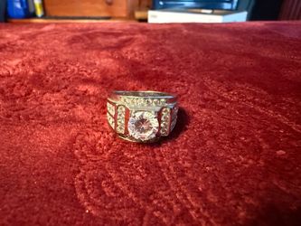 Silver-Tone CZ Statement Ring