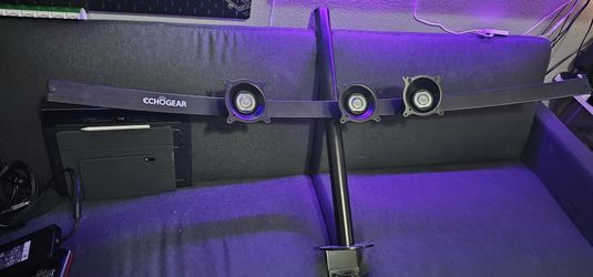 ECHOGEAR 3 Monitor Desk Stand for Screens Up to 27" - Triple Desk Mount with Lock Down Clamp to Eliminate Screen Wobble - Adjust Tilt, Orientation & S