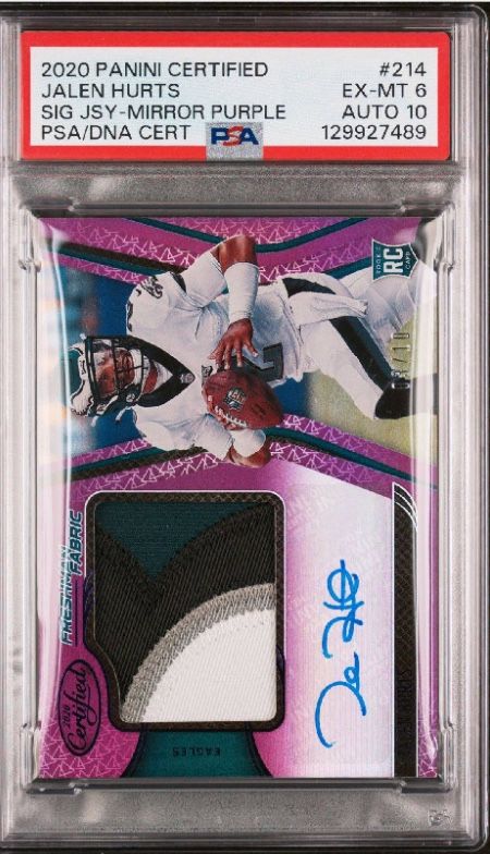 2020 PANINI CERTIFIED JALEN HURTS RC AUTO