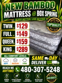 New Bamboo Mattress and Box Spring Set