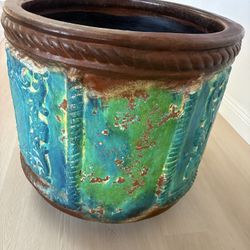 3 Large Colorful Large Turquoise Planter Pots 