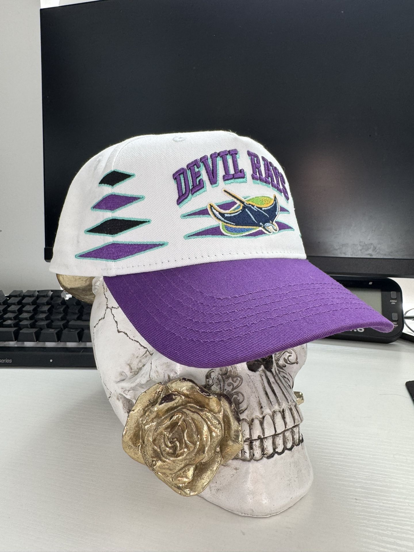 Tampa Bay Devil Rays Retro Diamond Snap Back White MLB Baseball 90s 