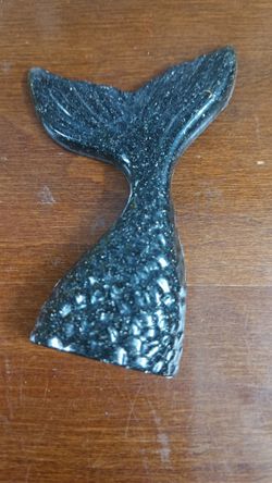 Handmade Resin Mermaid Tail With Black Glass Glitter