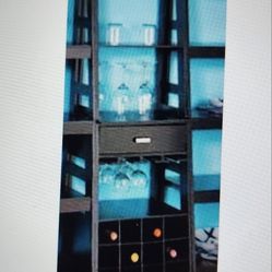 Ladder Shelf With Wine Rack, Wine Glass,and Drawer NEW in Box