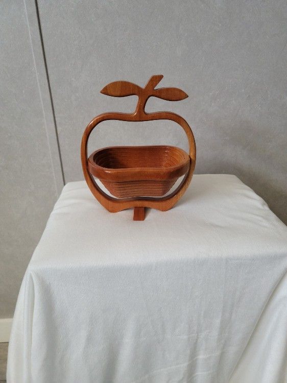 Vintage Wooden Basket Fruit Bowl