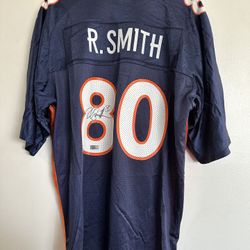ROD SMITH DENVER BRONCOS WR AUTOGRAPHED REEBOK FOOTBALL JERSEY W/COA - L - 941
