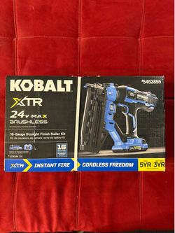 NEW Kobalt XTR 24V Max Brushless 16 Gauge Finish Nailer Kit