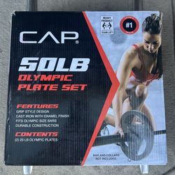CAP Barbell 50lb Olympic Grip Plate Weight Set (25x2)