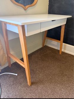 White and Wood Writing Desk/Vanity