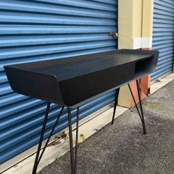 Modern Black Console Table – 60” Mid-Century Style with Drawer