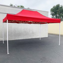 $155 (New in box) Heavy duty 10x15 ft outdoor ez pop up canopy party tent instant shade w/ carry bag (black, red) 