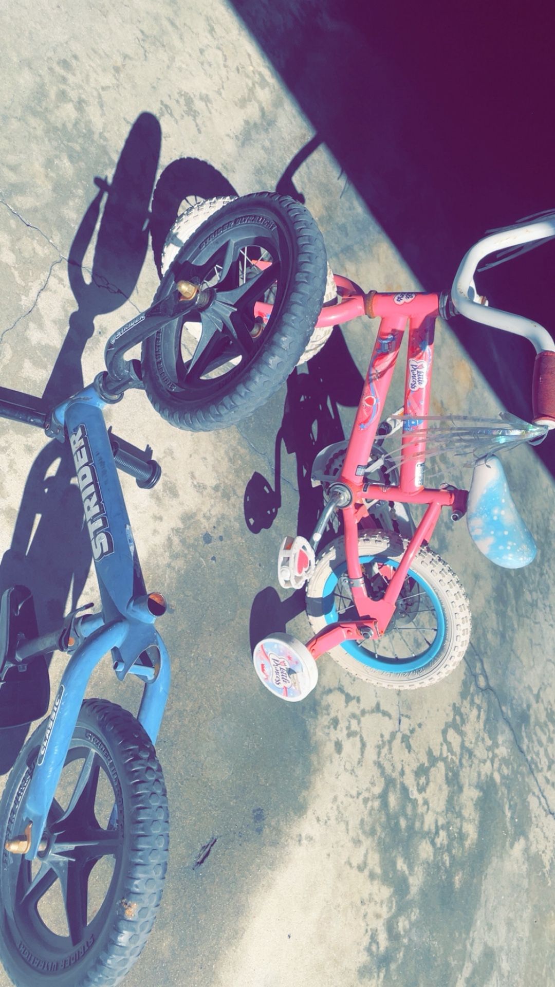 Two Bikes- Strider And Princess 