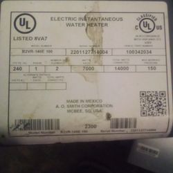 A.O. Smith Tankless Electric Water Heater