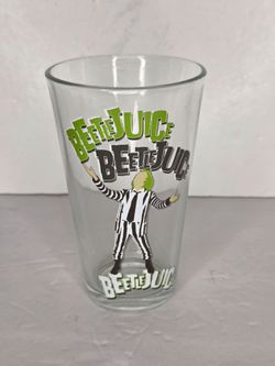 Beetlejuice Clear Drinking Glass Warner Bros Movie Graphic Halloween