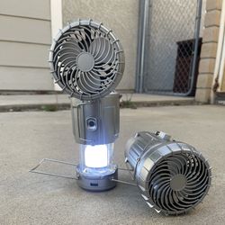 Solar Camping Lantern with Fan,Rechargeable Camping Fans Charging (2pcs)