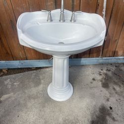 Pedestal Sink With Base And Faucet 