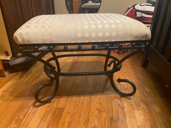 Elegant Metal Bench with Cushioned Seat