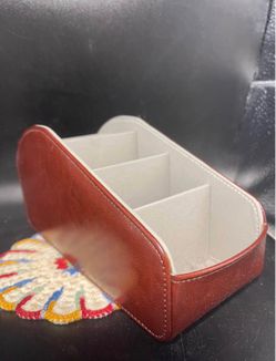 Faux Brown Leather Remote Organizer (8x4.5”)