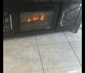Black Electric Fireplace TV Stand