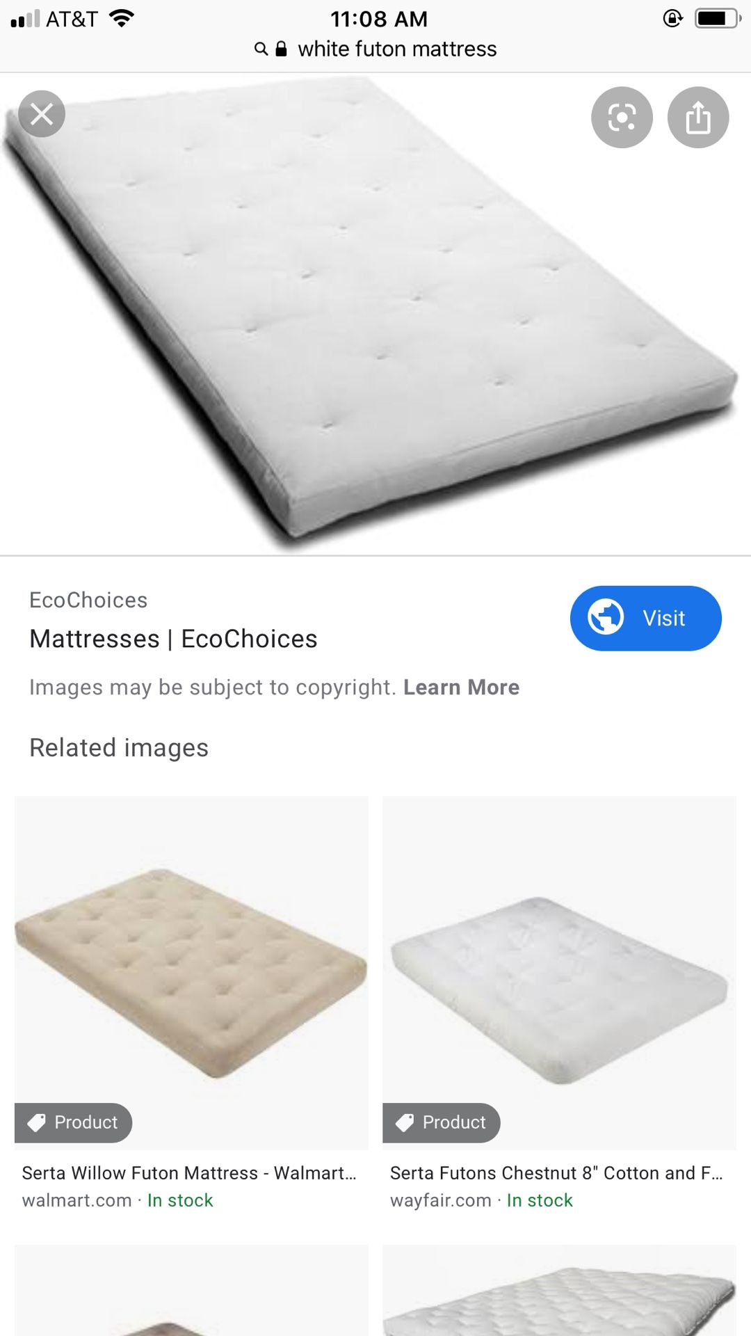 White futon mattress, like new