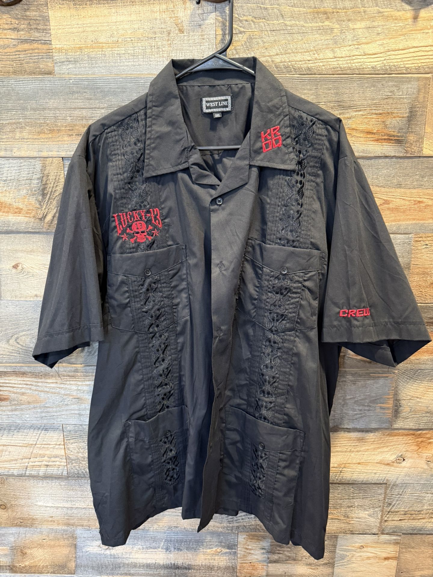 Kroq  x Lucky-13 Weenie Roast Crew Guayabera