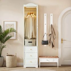 **New, in Box** Right Armoires Wardrobe Closet & Wardrobe Cabinet With 3 Drawers And Mirror & Storage Cabinet With Hanging Rod & Sensor Light