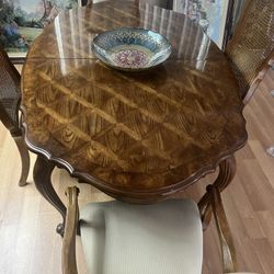 Solid Oak & Burl Dining Table & Chairs OBO   64x 42in
