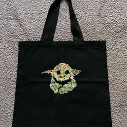 Baby Yoda Floral Design Tote Bag