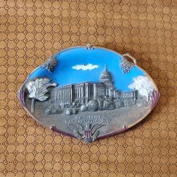 Vintage US Capitol / Washington D C - Oval Copper Souvenir Dish 