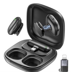Wireless Lavalier Microphone for iPhone/Android, Lapel Mics with USB-C/Lightning Plug-Play, AI Noise Cancelling,