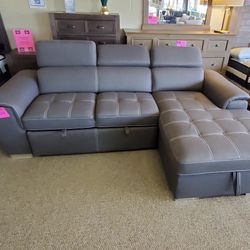 Ferriday Taupe Storage Sleeper Sectional /couch /Living room set 