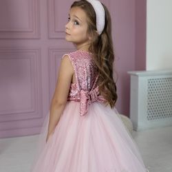 Brand New. Blush Pink, Light Pink Flower Girl Puffy Girls Dress.