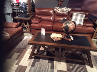 Brand New Ashley Top Grain Leather Sofa Set