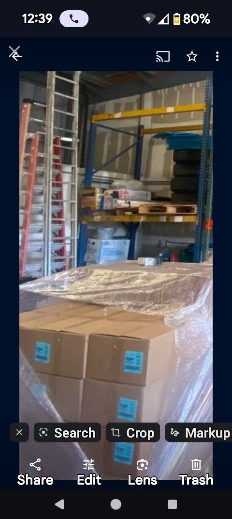 Pallet Rack 2 Uprights 4 Crossbeams Approx 12 Ft H X 8 Ft Wide With 2x2 Wood Supports