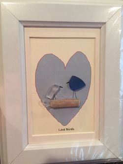 Sea Glass "love birds" picture