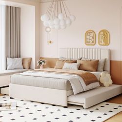 Full Size Upholstered Platform Bed with 2 Drawers