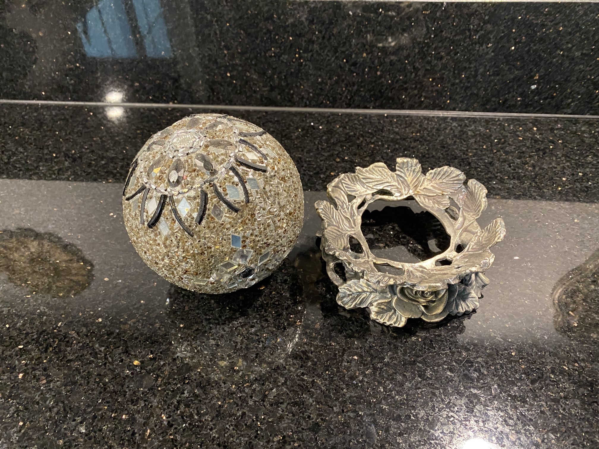 Persian Decorative Jewel on Heavy Metal Rose Votive