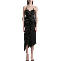 ALEXANDERWANG LACE-TRIM DRAPED SLIP DRESS