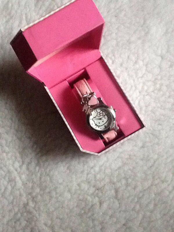 Hello Kitty Girls Watch...Silver With Leather Strap