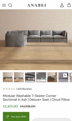 Anabei Washable Modular Sectional + Ottoman – Cloud Comfort – Like New