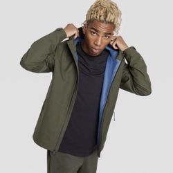 All in Motion Men's Waterproof Jacket - Olive Green Size M
