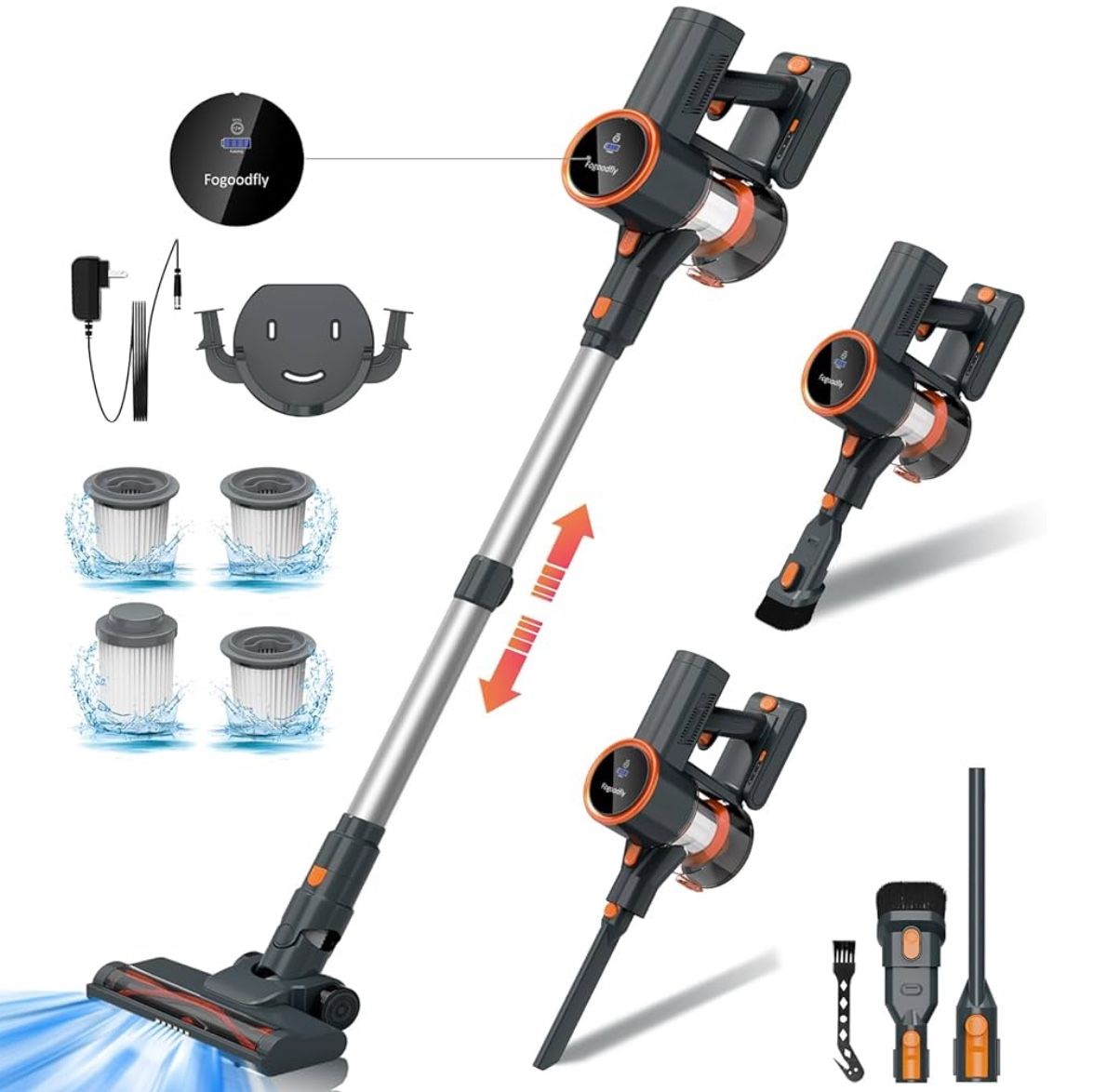 Fogoodfly Cordless Vacuum Cleaner for Home,30Kpa Stick Vacuum Cleaners,Removable Battery&up to 35Min Runtime,6 in 1 Lightweight Vacuum