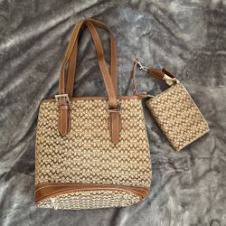 Brown Coach Purse With Wallet 