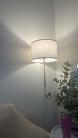 White Floor Lamp with Drum Shade
