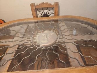 Unique wood dinning set/6 chairs