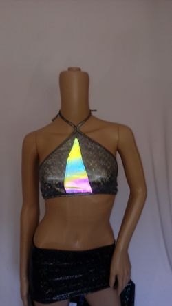 Halter top reflective and iridescent