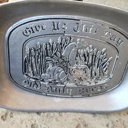 Vintage Wilton Pewter Tray: Give Us This Day Our Daily Bread Plate