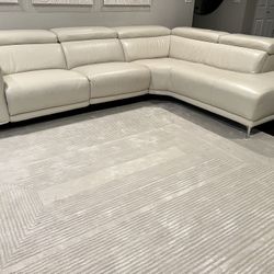 Leather Grain Off White Sectional