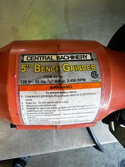 Central Machinery 5” Bench Grinder – New Grinding Wheels – Works Great